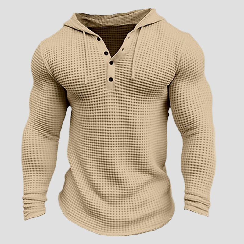 Rowan | Solid Waffle Long Sleeve Casual Hoodie