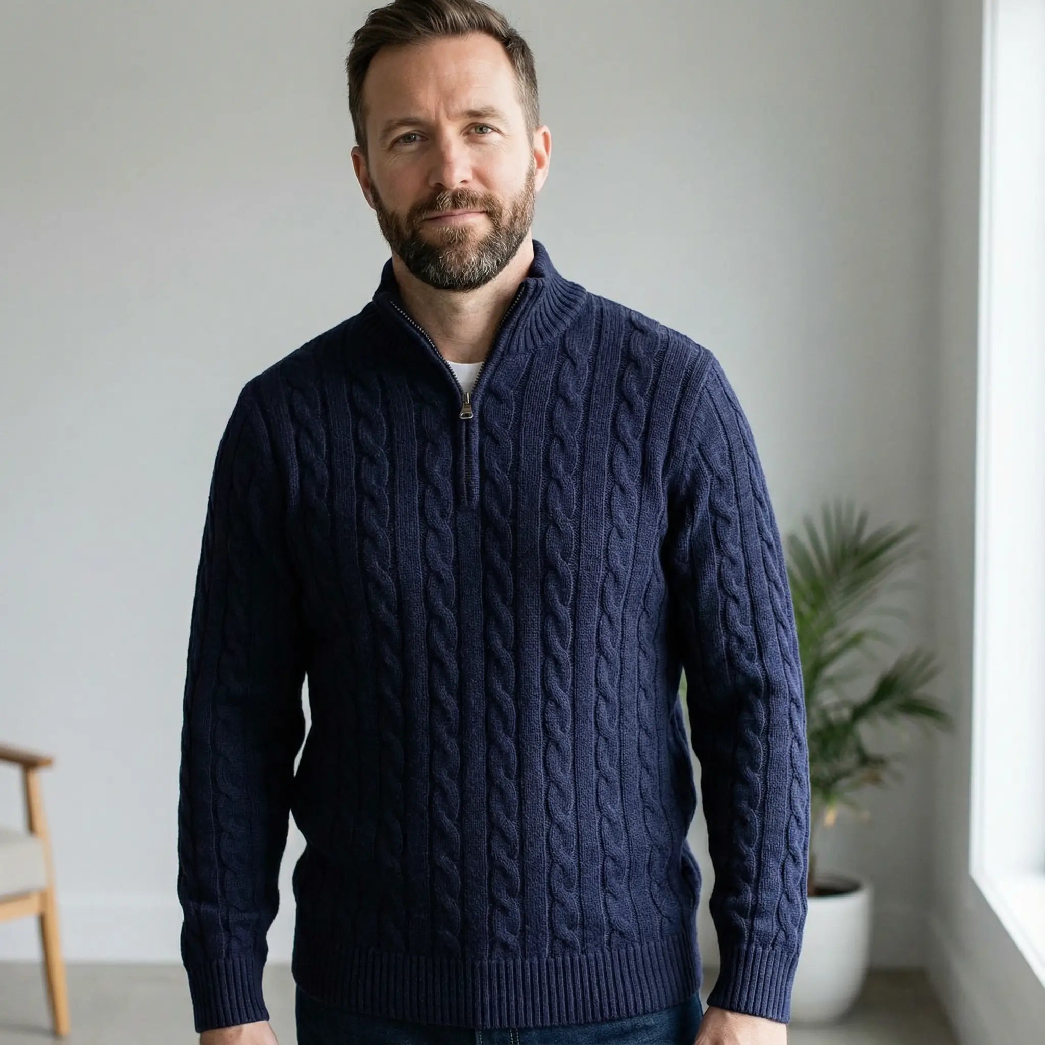 Leo | Men’s Half - Zip Cotton Sweater - Rob Stevenson