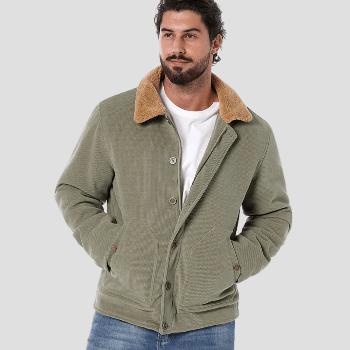 Aventino | Corduroy Sherpa Button Up Winter Jacket - Rob Stevenson