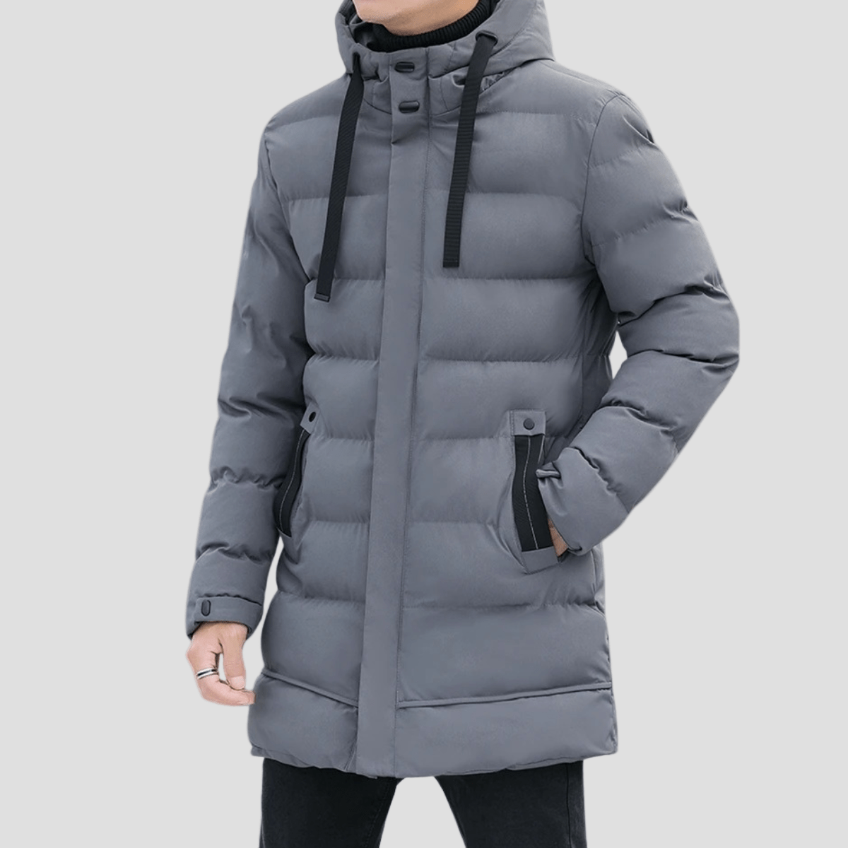 Bexley | Stylish Longline Black Puffer Coat for Men - Rob Stevenson