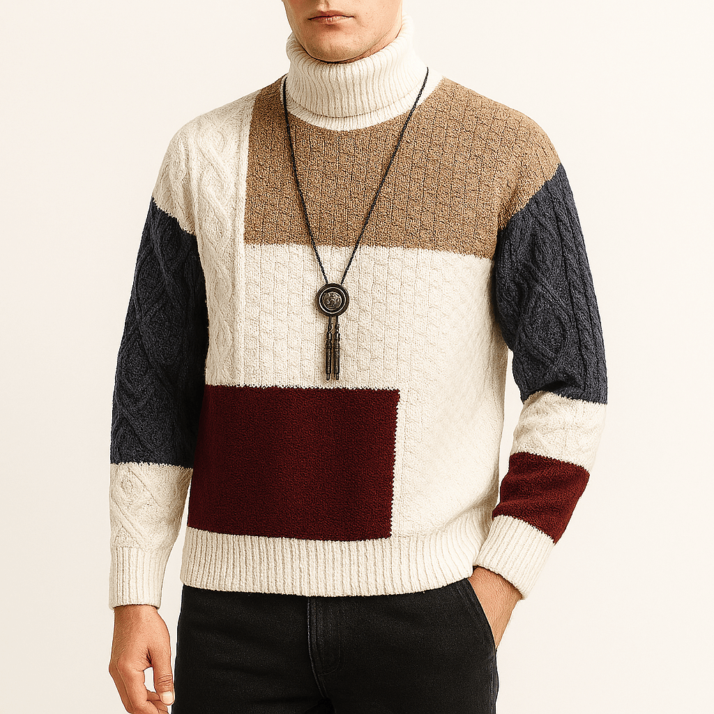Kayden | Color-Block Turtleneck Sweater
