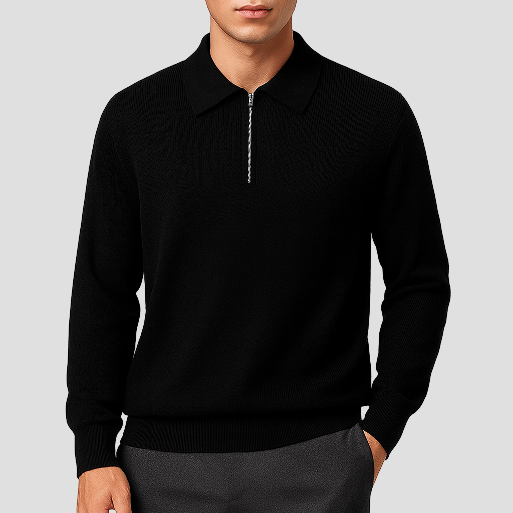 Nolan | Polo Sweater with Zipper Detail