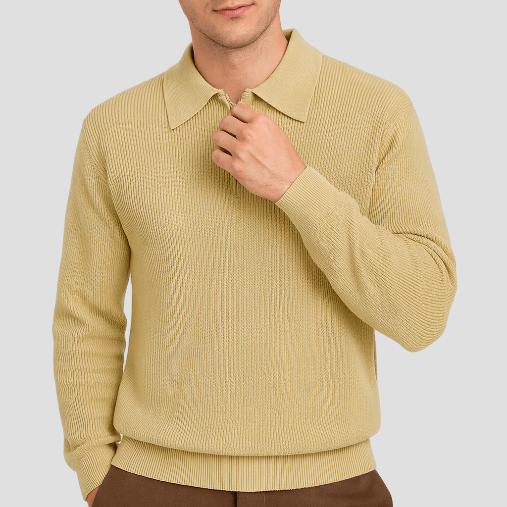 Nolan | Polo Sweater with Zipper Detail