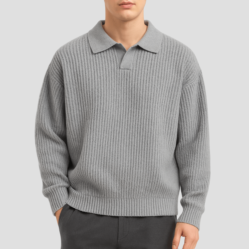 Grayson | Waffle Knit Polo Sweater