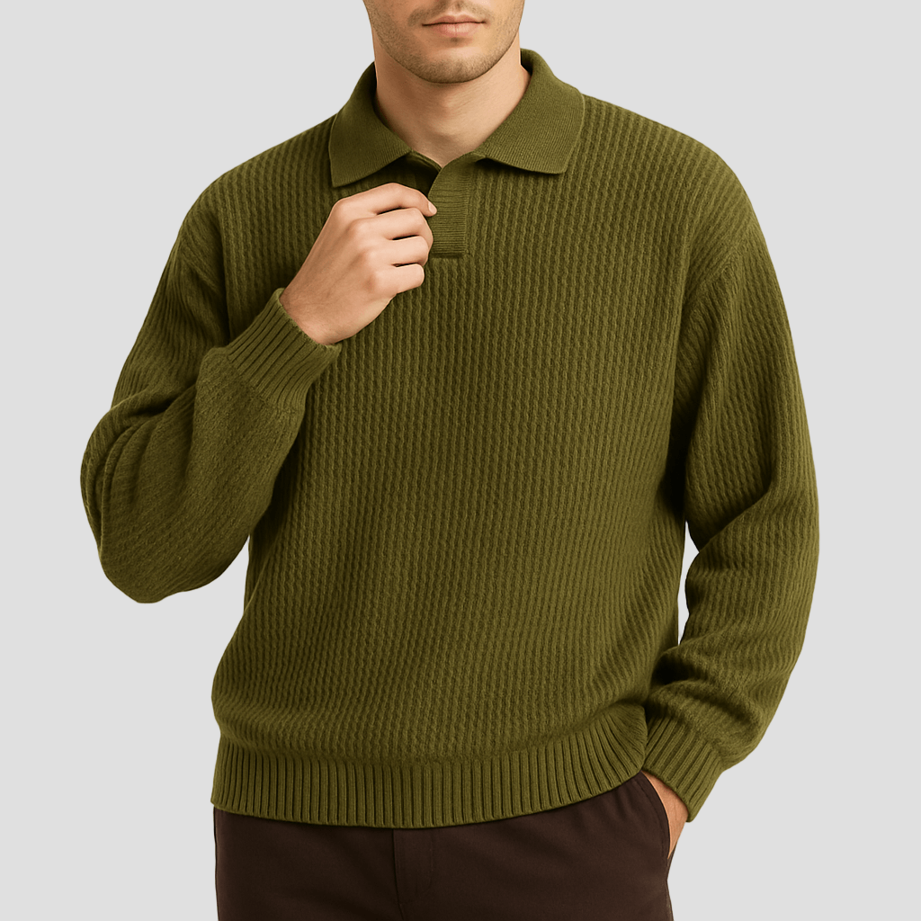 Grayson | Waffle Knit Polo Sweater
