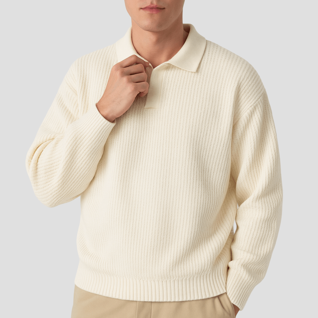 Grayson | Waffle Knit Polo Sweater