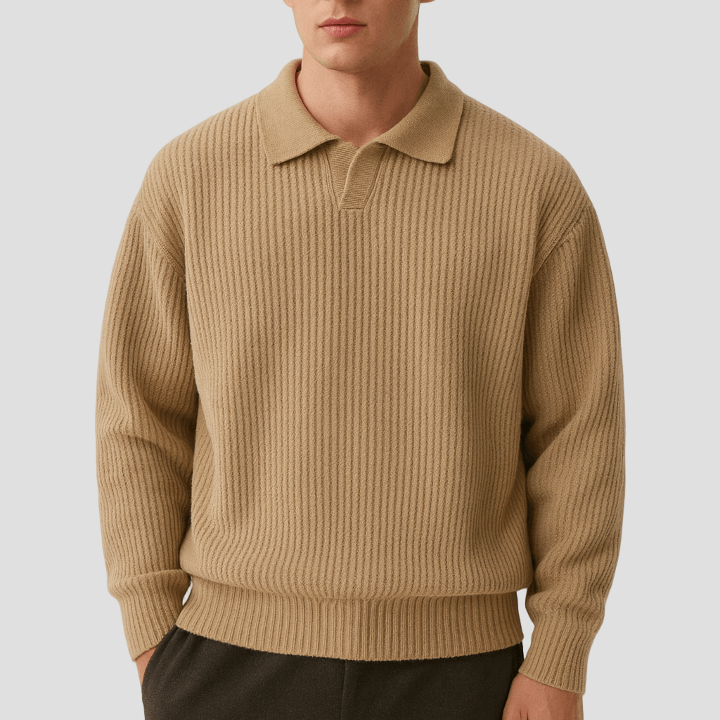 Grayson | Waffle Knit Polo Sweater