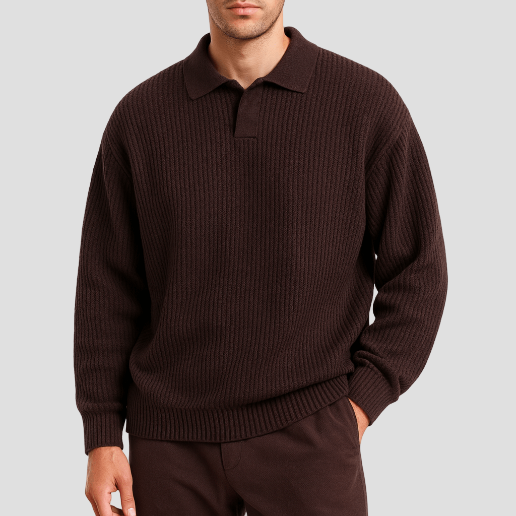 Grayson | Waffle Knit Polo Sweater