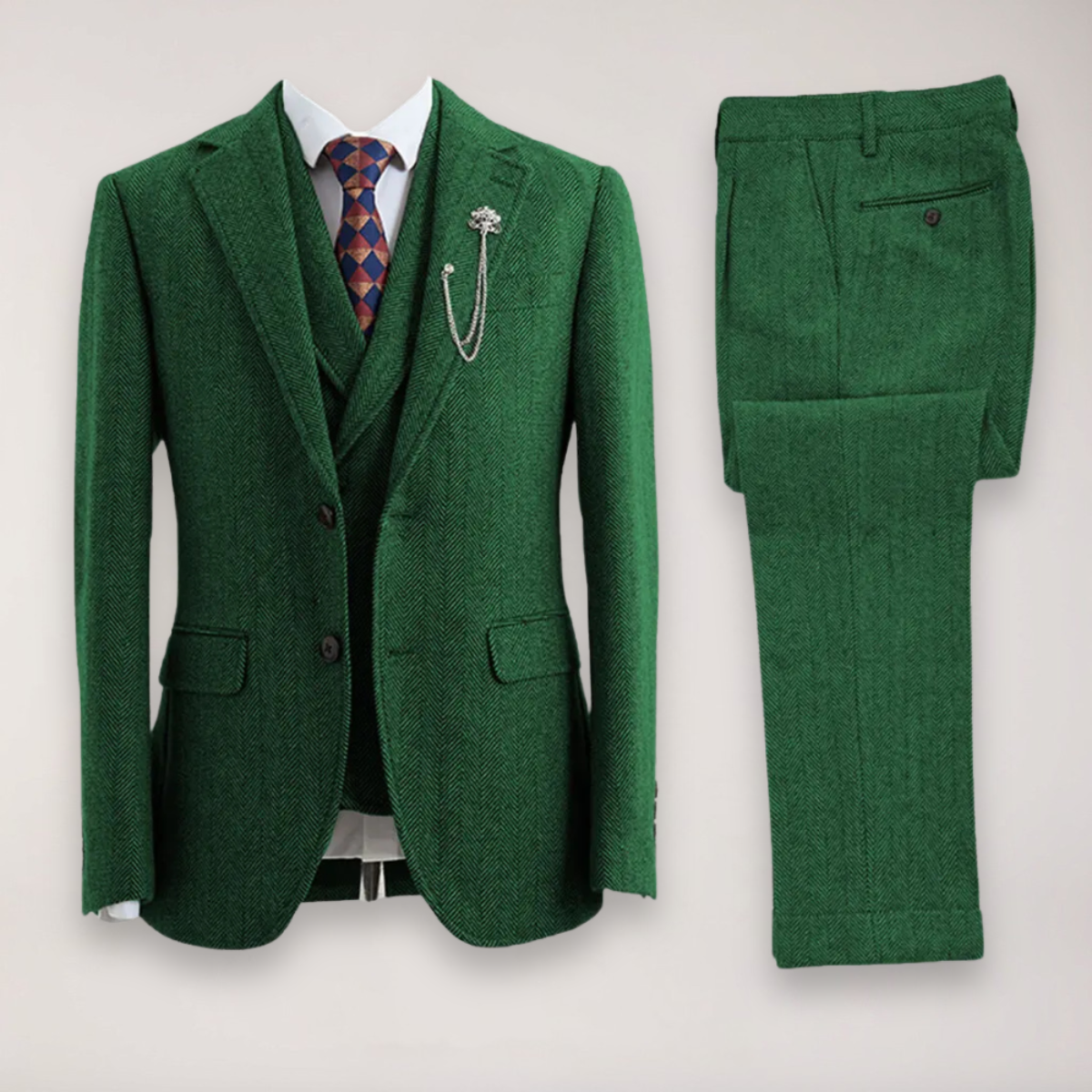 Carter | Tweed Herringbone 3-Piece Suit
