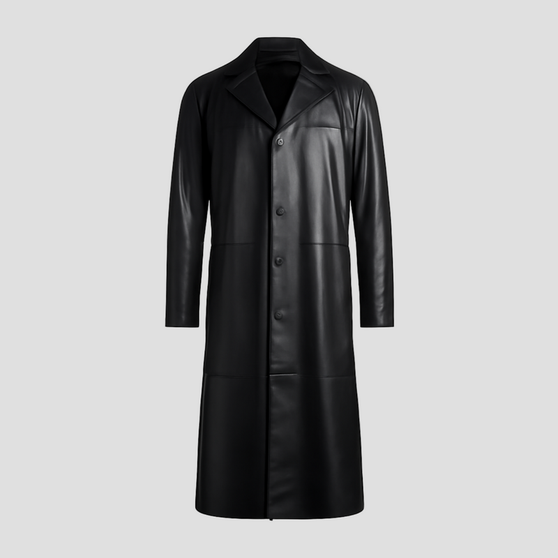 Jasper | Vintage Solid Color Lapel Leather Trench Coat
