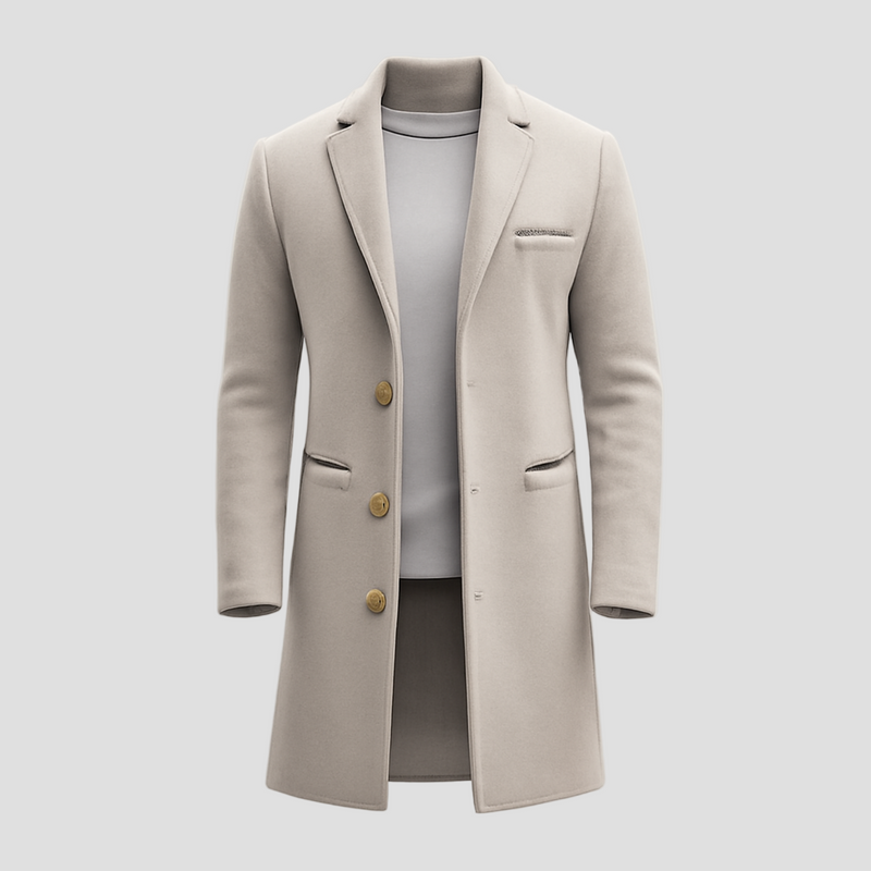 Everett | Vintage Solid Color Long Woolen Single-Breasted Lapel Coat