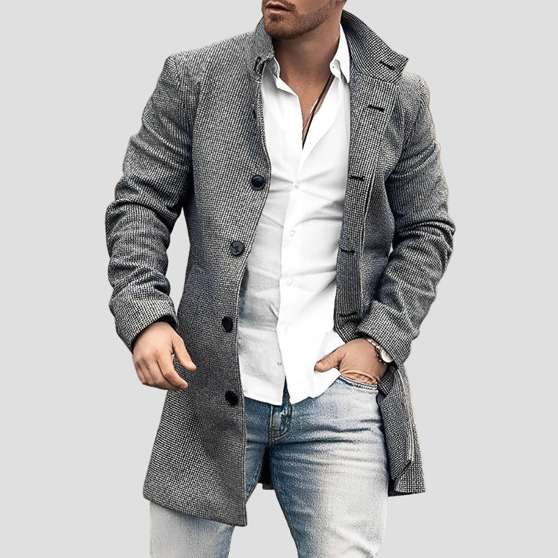 Colton | Longline Button-Up Wool Coat for Men