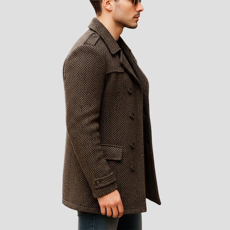 Caleb | Dark Brown Wool Coat