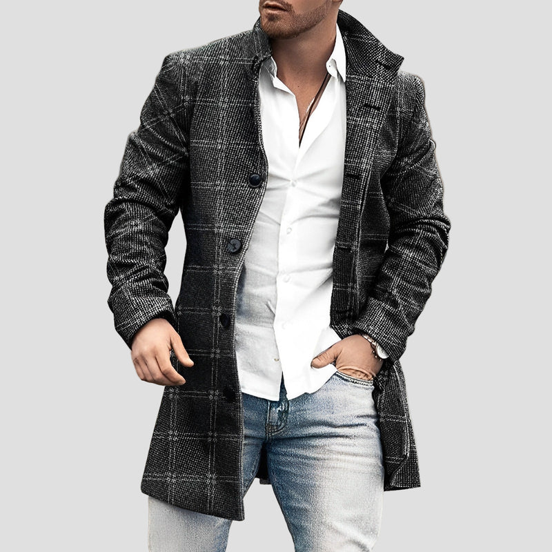 Colton | Longline Button-Up Wool Coat for Men