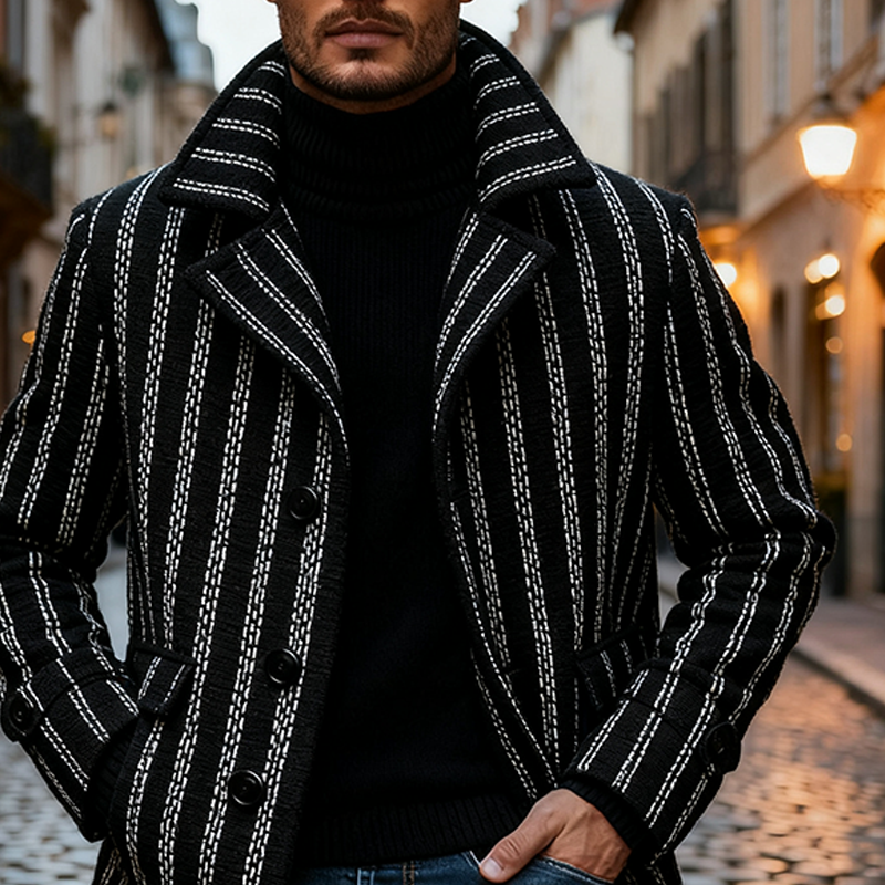 Mason | Striped Tweed Lapel Coat