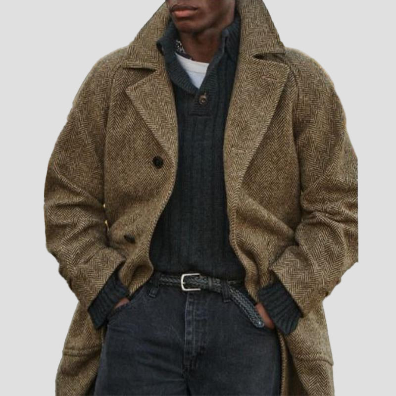 Maverick | Vintage Herringbone Mid-Length Suit Coat