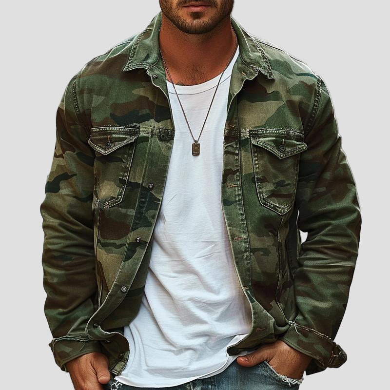 Carter | Camouflage Canvas Retro Lapel Jacket