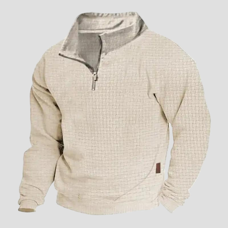 Mathis | Outdoor Cotton Blend Waffle Stand Collar Zipper Sweatshirt