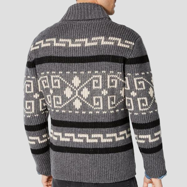 Maxwell | Geometric Lapel Sweater Knit Cardigan