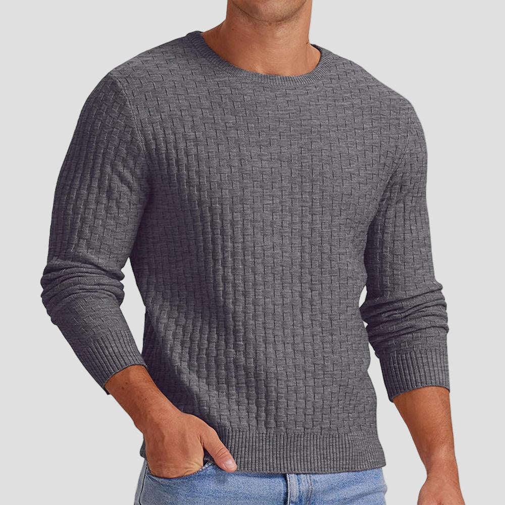 Mason | Waffle Knit Solid Color Crewneck Sweater - Rob Stevenson