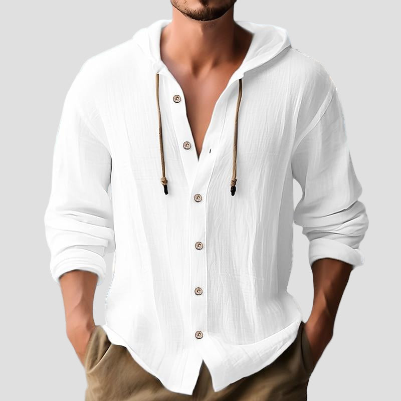 Callum | Solid Color Single Breasted Long Sleeve Hoodie