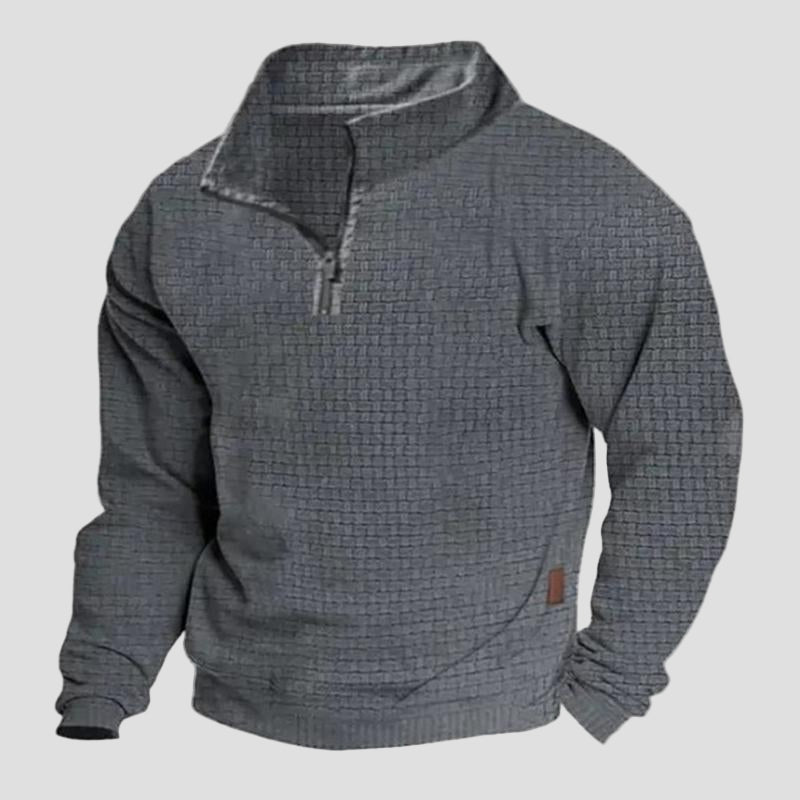 Mathis | Outdoor Cotton Blend Waffle Stand Collar Zipper Sweatshirt