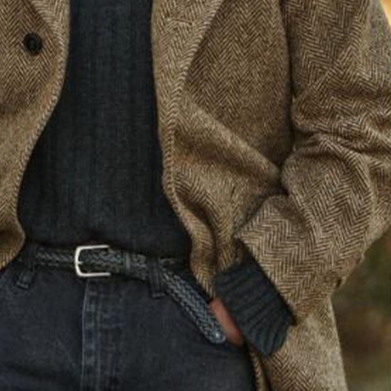 Maverick | Vintage Herringbone Mid-Length Suit Coat