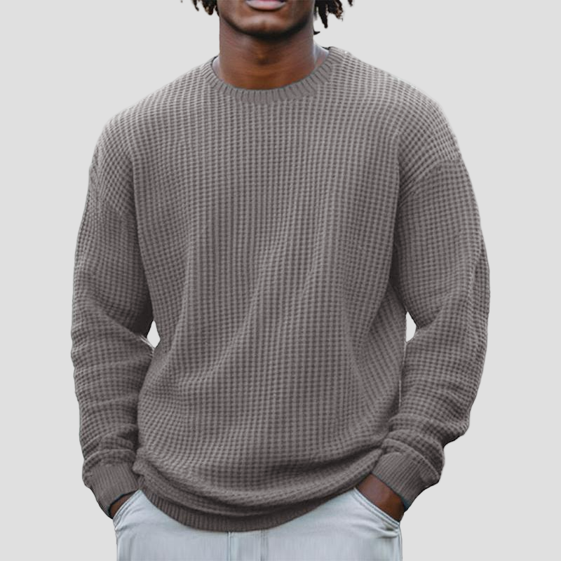 Grayson | Solid Color Waffle Round Neck Sweatshirt
