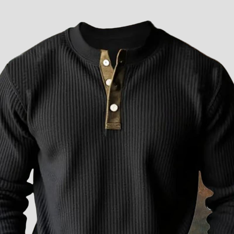 Luc | Casual Colorblock Henley Collar Long Sleeve Sweatshirt