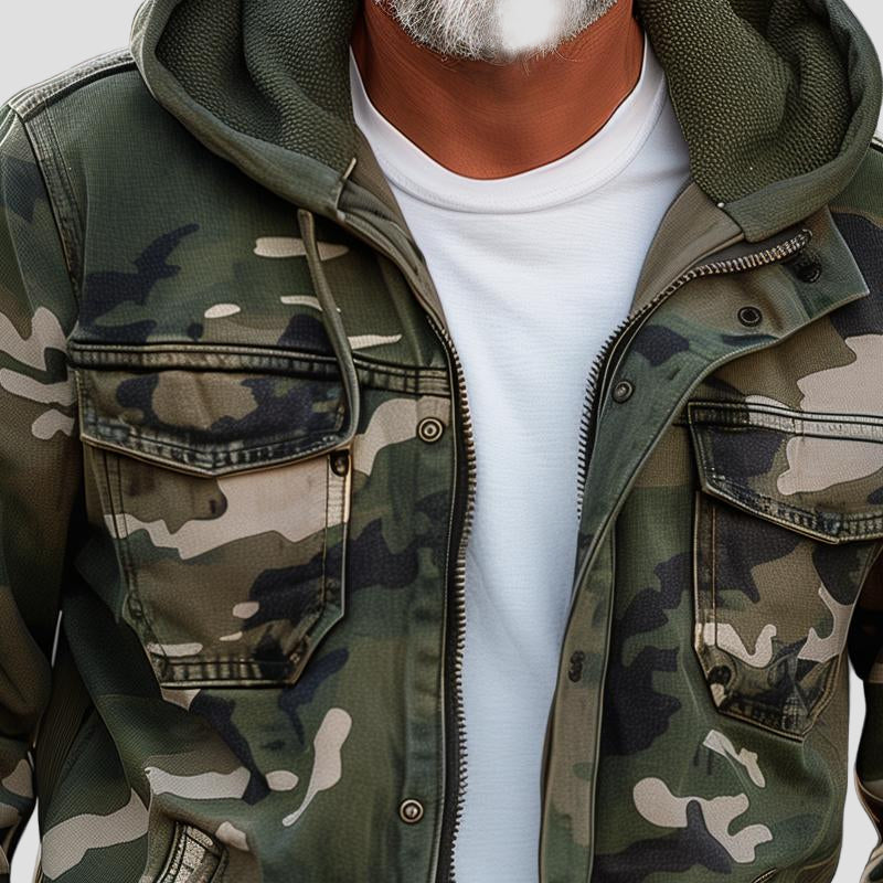 Grayson | Camouflage Hooded Multi-Pocket Zip Cargo Jacket