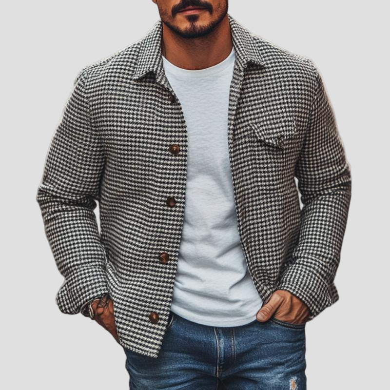 Sawyer | Vintage Houndstooth Lapel Single-Breasted Shirt Jacket