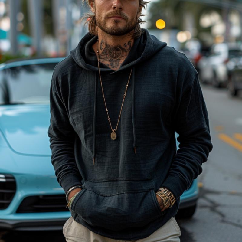 Felix | Retro Solid Kangaroo Pocket Hoodie