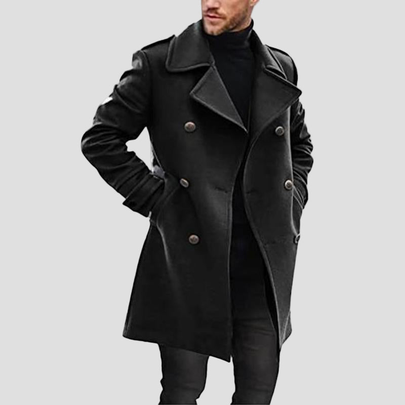 Hudson | Lapel Double-Breasted Mid-Length Coat