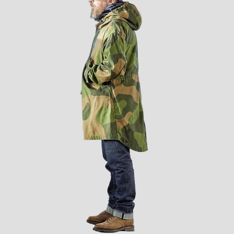 Luca | Camouflage Hooded Single-Breasted Trench Coat