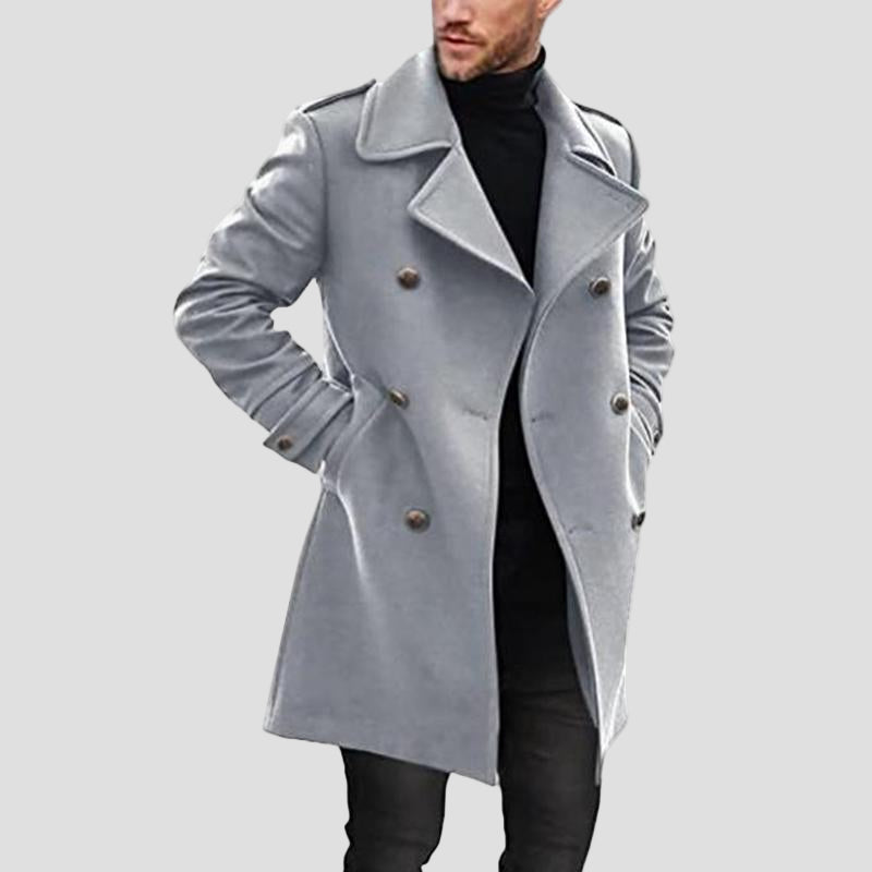 Hudson | Lapel Double-Breasted Mid-Length Coat