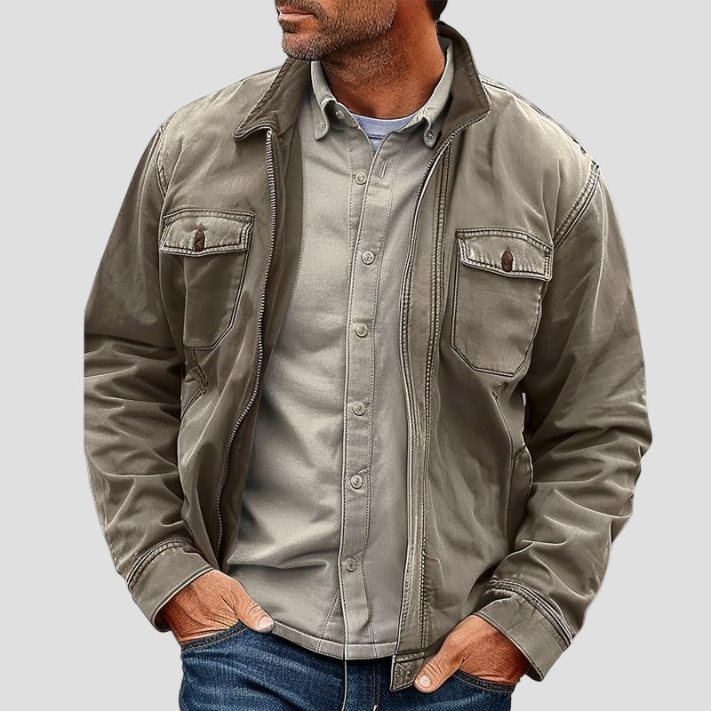 Brody | Vintage Distressed Canvas Zip Jacket