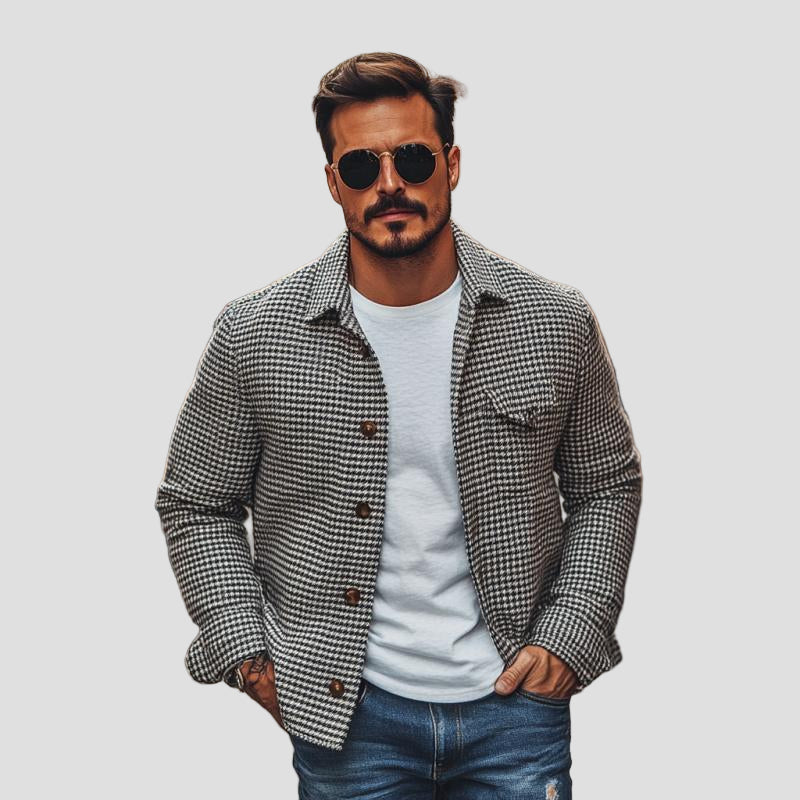 Sawyer | Vintage Houndstooth Lapel Single-Breasted Shirt Jacket