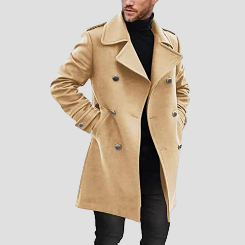 Hudson | Lapel Double-Breasted Mid-Length Coat