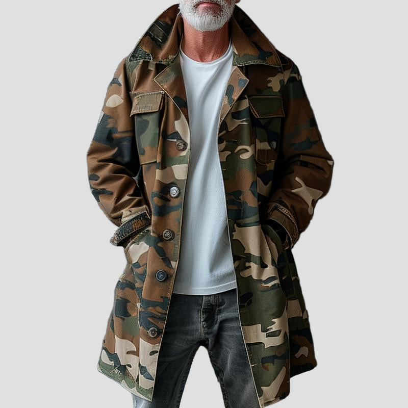 Noah | Camouflage Lapel Breast Pocket Cargo Trench Coat