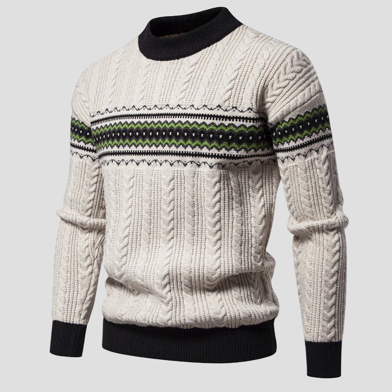 Hunter | Color Block Cable Knit Crewneck Sweater - Rob Stevenson